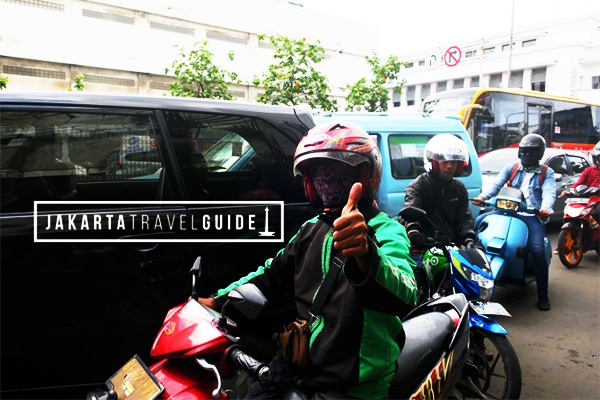 GoJek Driver in Jakarta on a Moto